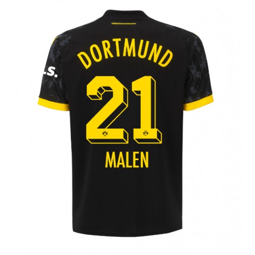 Pánský Fotbalový dres Borussia Dortmund Donyell Malen #21 2023-24 Venkovní Krátký Rukáv